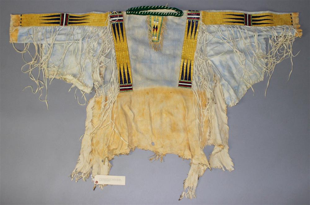 Appraisal: PLAINS QUILLED AND POLYCHROMED HIDE MAN'S SHIRT SIOUX STYLE Reservation