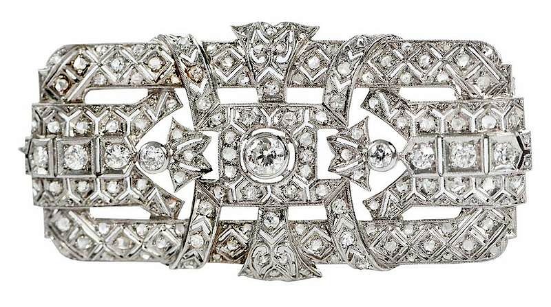 Appraisal: Antique Platinum and Diamond Pendant and brooch hinged bail approx