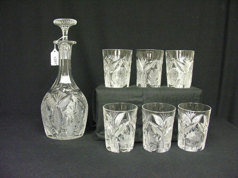 Appraisal: DECANTER SET WILD ROSE TUTHILL ABP Tuthill Wild Rose American