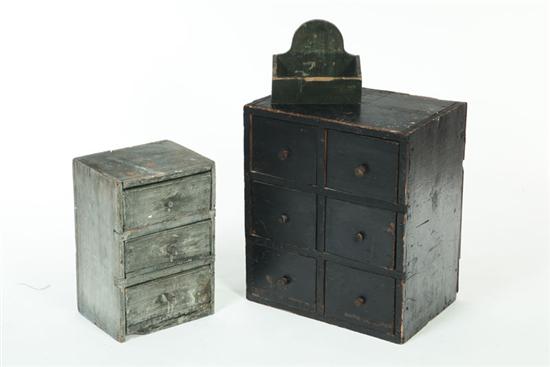 Appraisal: SALT BOX MINIATURE CHEST AND APOTHECARY CHEST American th century