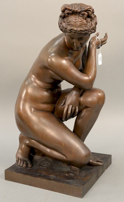 Appraisal: After F Barbedienne Crouching Venus bronze marked on base F