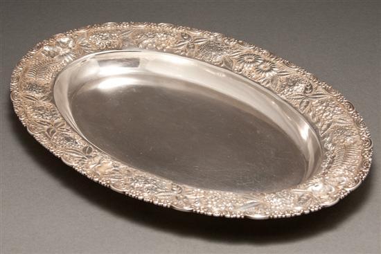 Appraisal: American repousse silver oval tray Jacobi Jenkins Baltimore circa pattern