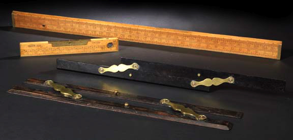 Appraisal: Good J Rabone and Sons Birmingham Brass-Mounted Maple Ruler-Level first