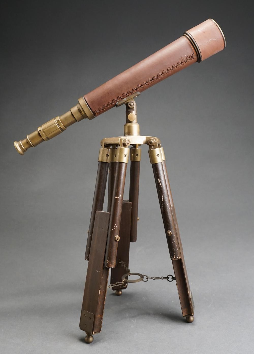 Appraisal: Leather and Brass Spyglass on Tripod H in cm