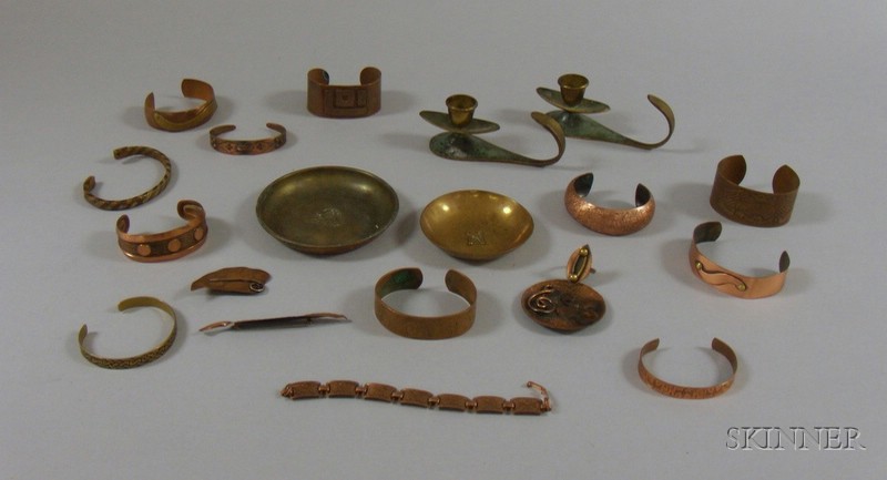 Appraisal: Group of Copper Jewelry and Table Items including pair of