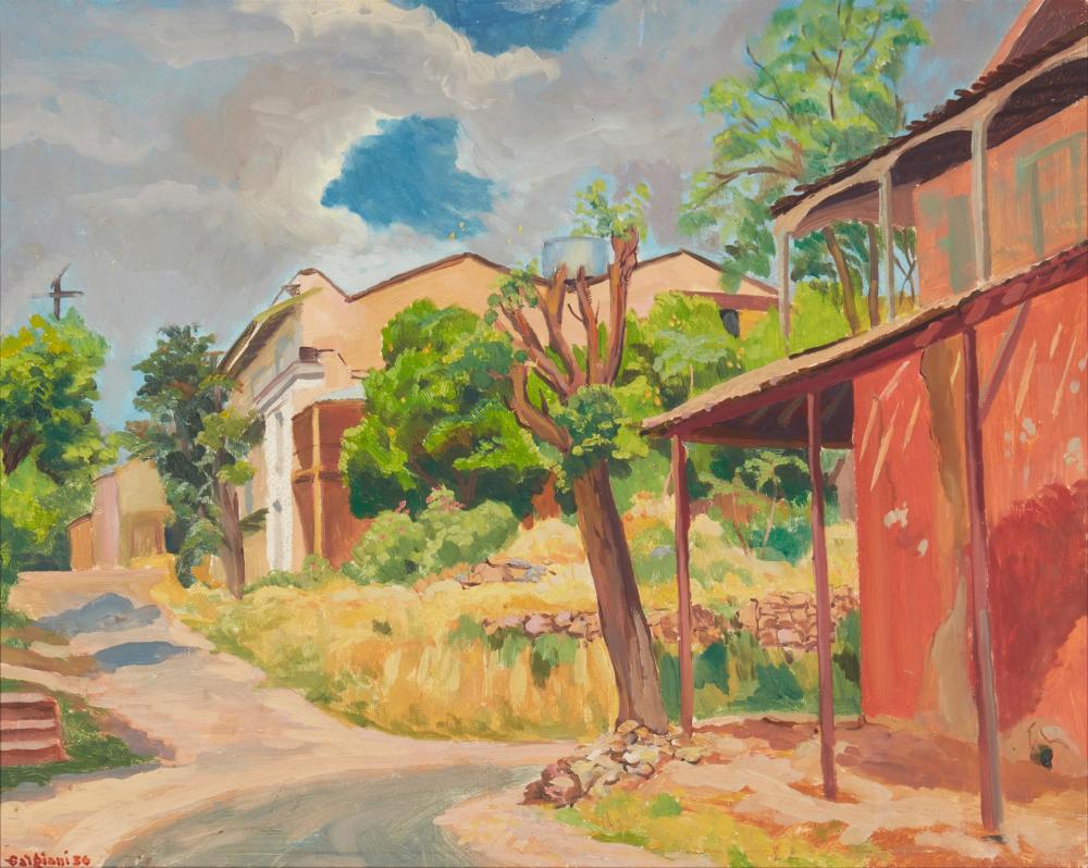 Appraisal: Oscar Vincent Galgiani - Stockton CA Street scene Mokelumme Hill