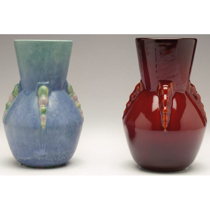 Appraisal: Roseville Topeo vase waisted shape in a red high glaze