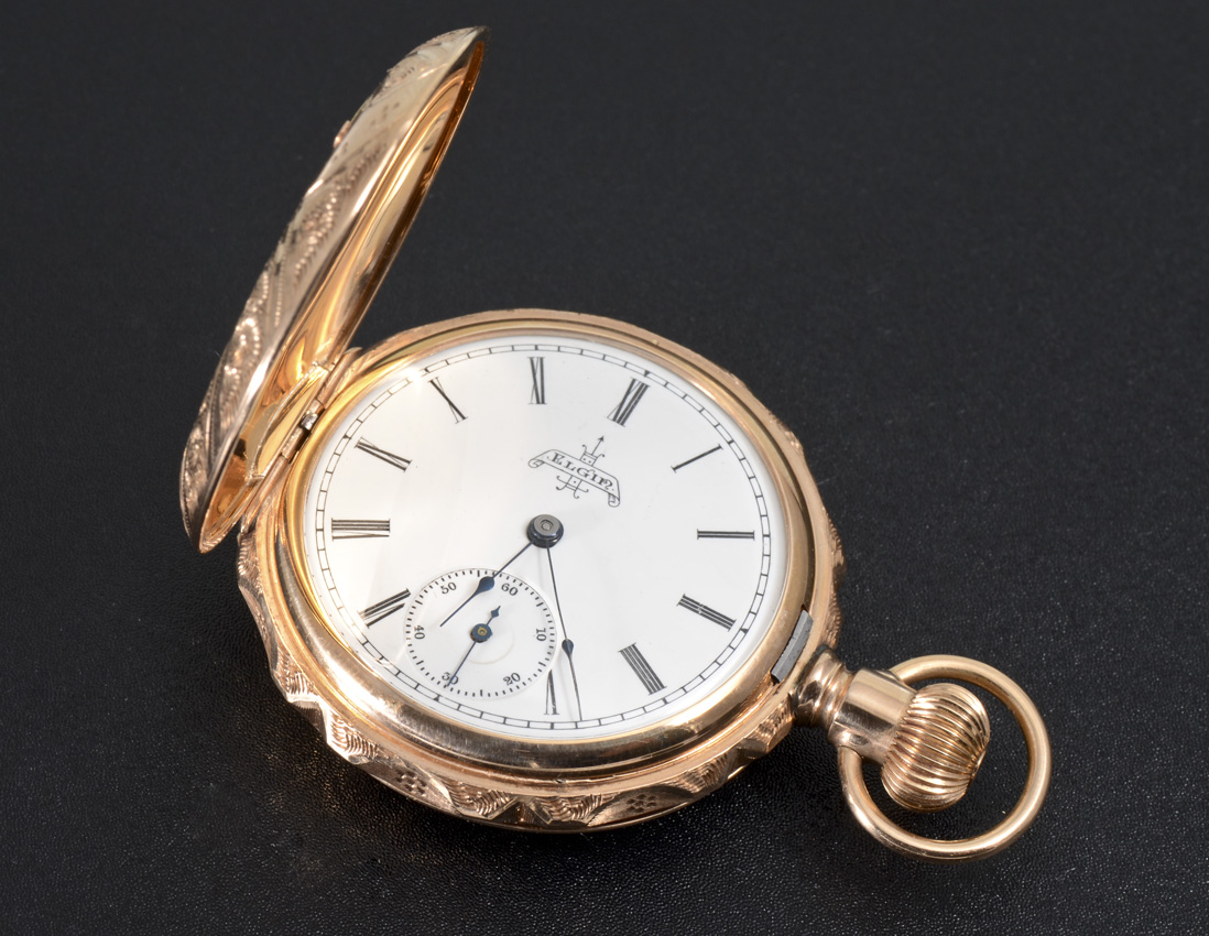 Appraisal: K MULTI COLORED GOLD ELGIN HUNTER CASE POCKET WATCH Circa