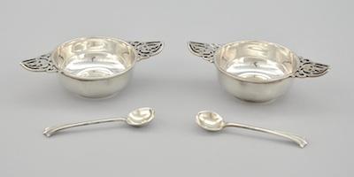 Appraisal: A Boxed Pair of Sterling Silver Condiments with Matching Spoons