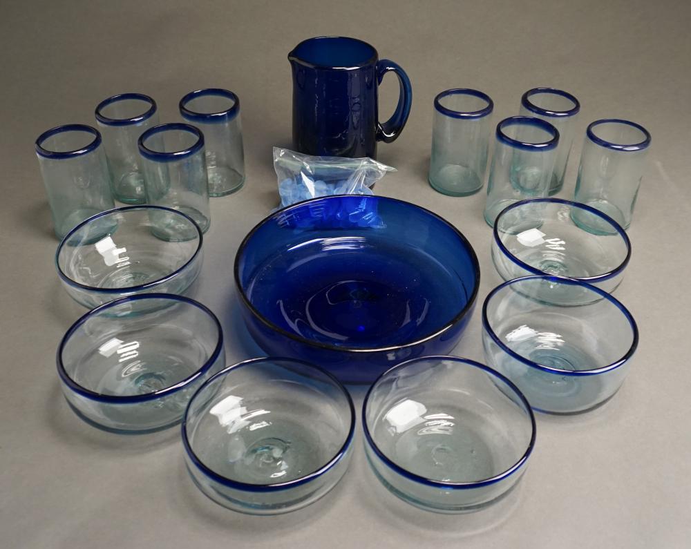 Appraisal: Sixteen Mexican Cobalt Glass Table Articles