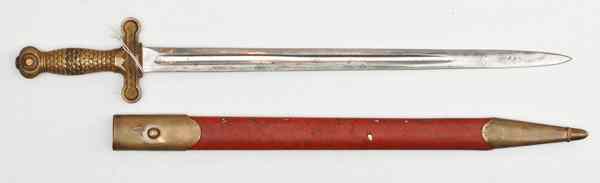 Appraisal: Ames Naval Cutlass with Red Sheath Made for a Japa