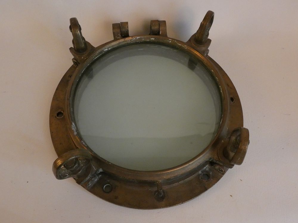 Appraisal: ANTIQUE BRONZE PORTHOLE Heavy antique bronze inch porthole with large