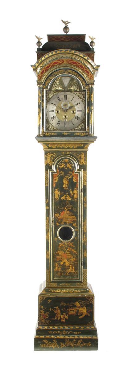 Appraisal: A George III green japanned chiming longcase clock