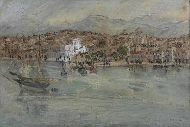 Appraisal: Eve KirkChalkisthe Greek coastal town from the seasignedoil on canvas