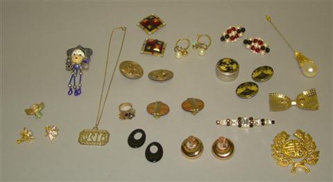 Appraisal: ECCLECTIC GROUP OF COSTUME JEWELRY Incl pearl topped hatpin small