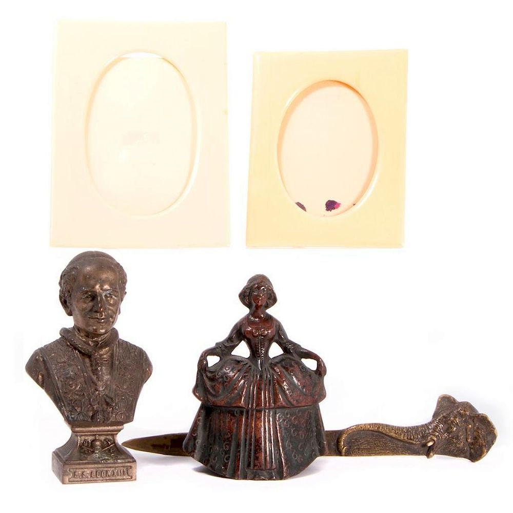 Appraisal: Five desk items Five desk items consisting of a bronze