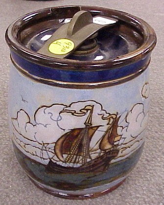 Appraisal: Royal Doulton humidor pottery with glazed decoration of sailing ships