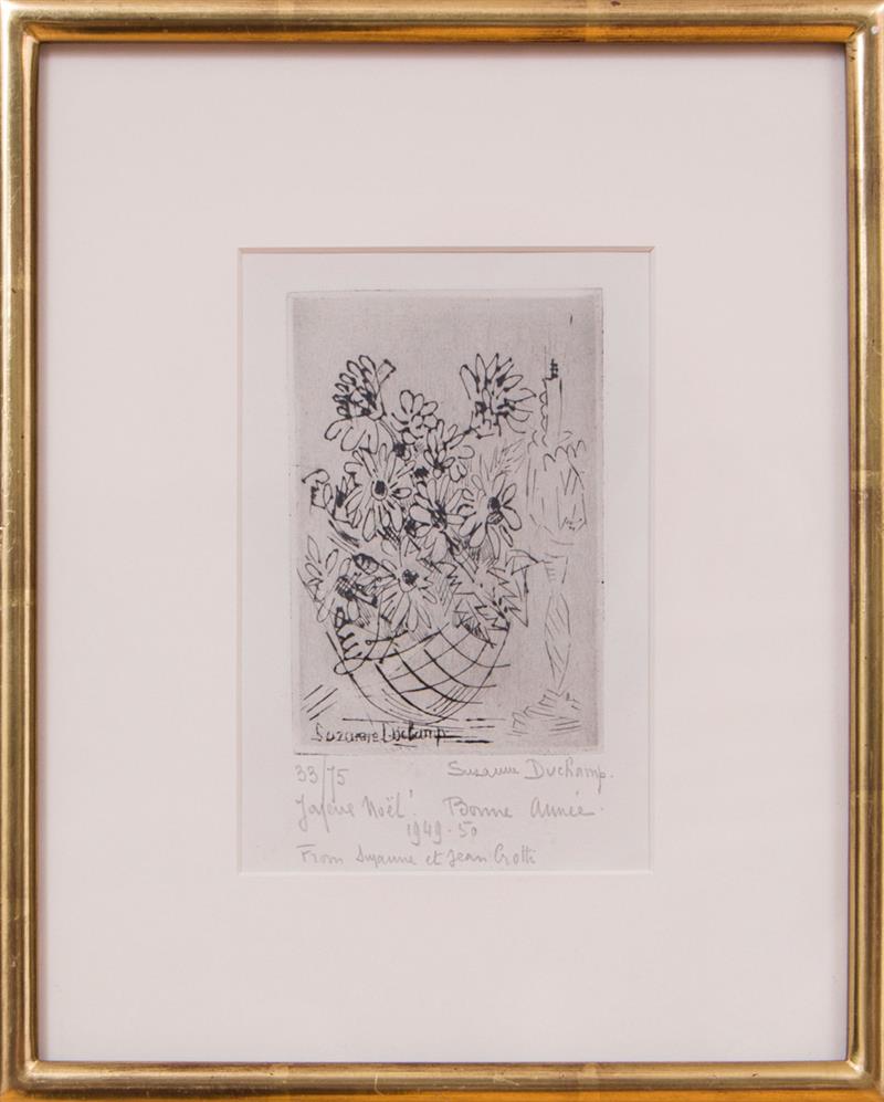 Appraisal: SUZANNE DUCHAMP - FLOWERS Etching on wove paper - signed