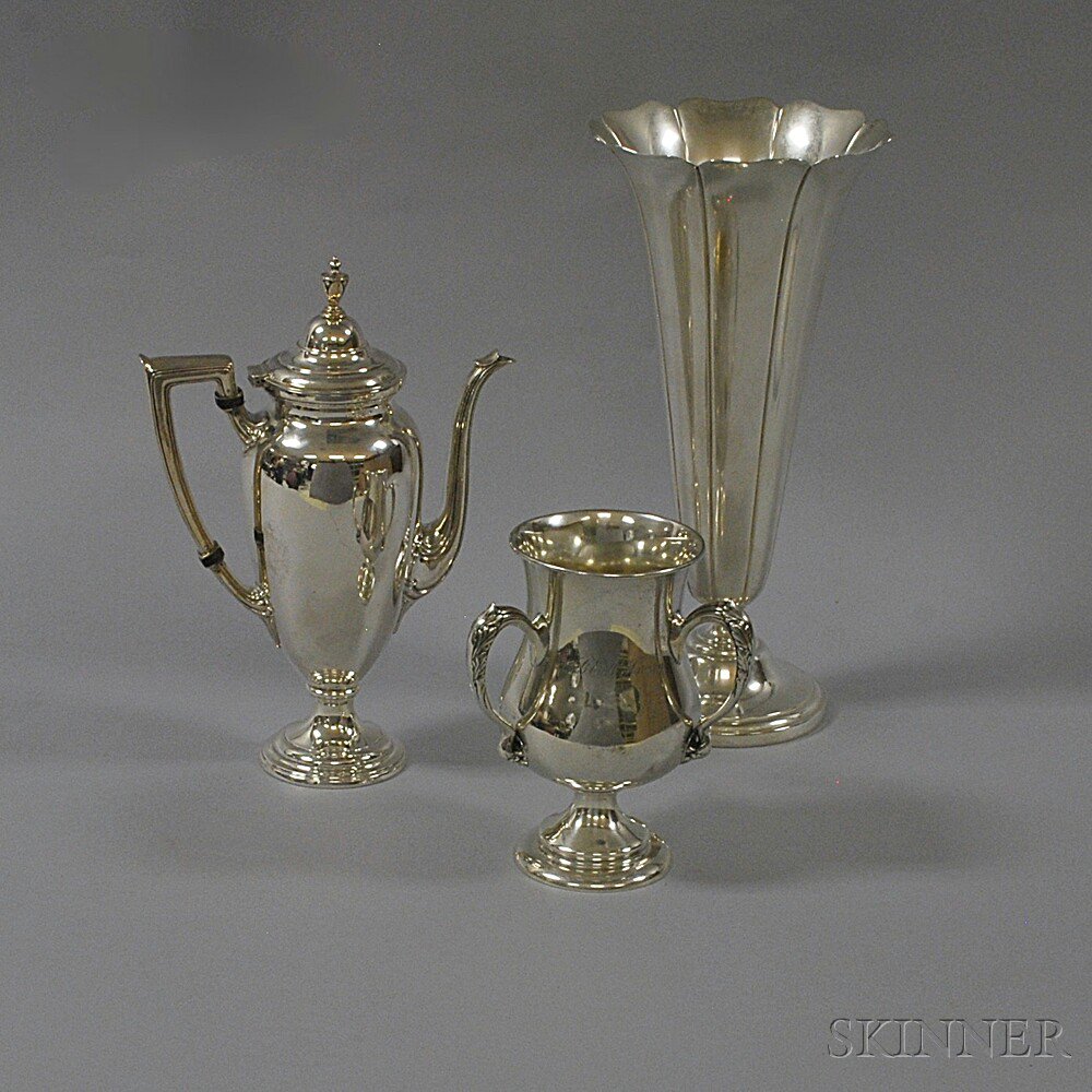 Appraisal: Three Pieces of Sterling Silver Tableware a tall Watson fluted