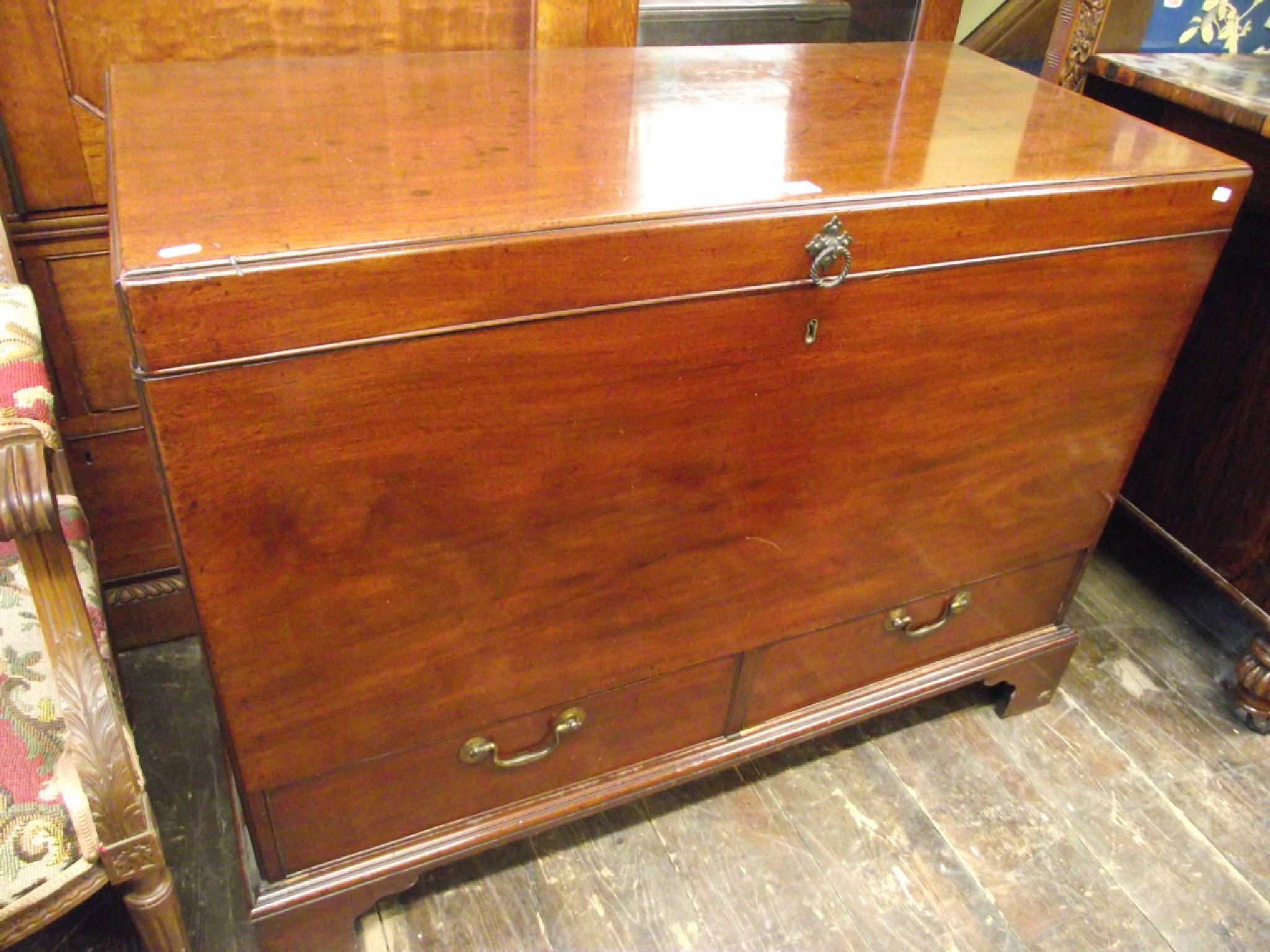 Appraisal: An early th century mahogany silver chest with rising lid