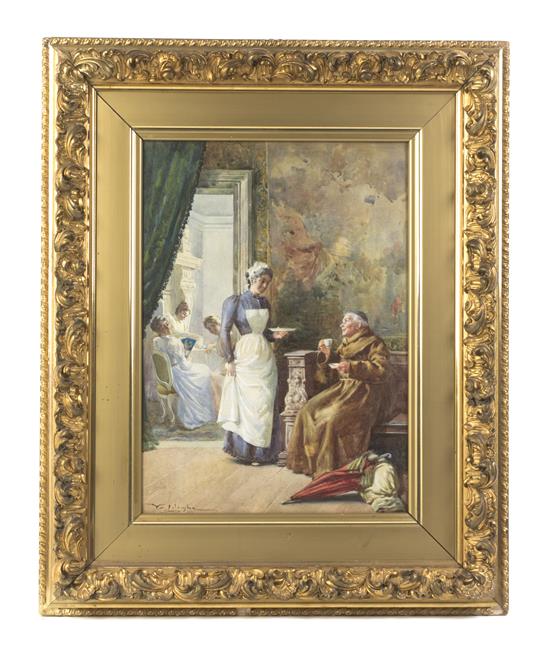 Appraisal: Sale Lot Virgilio Colombo Italian - Interior Scene watercolor signed