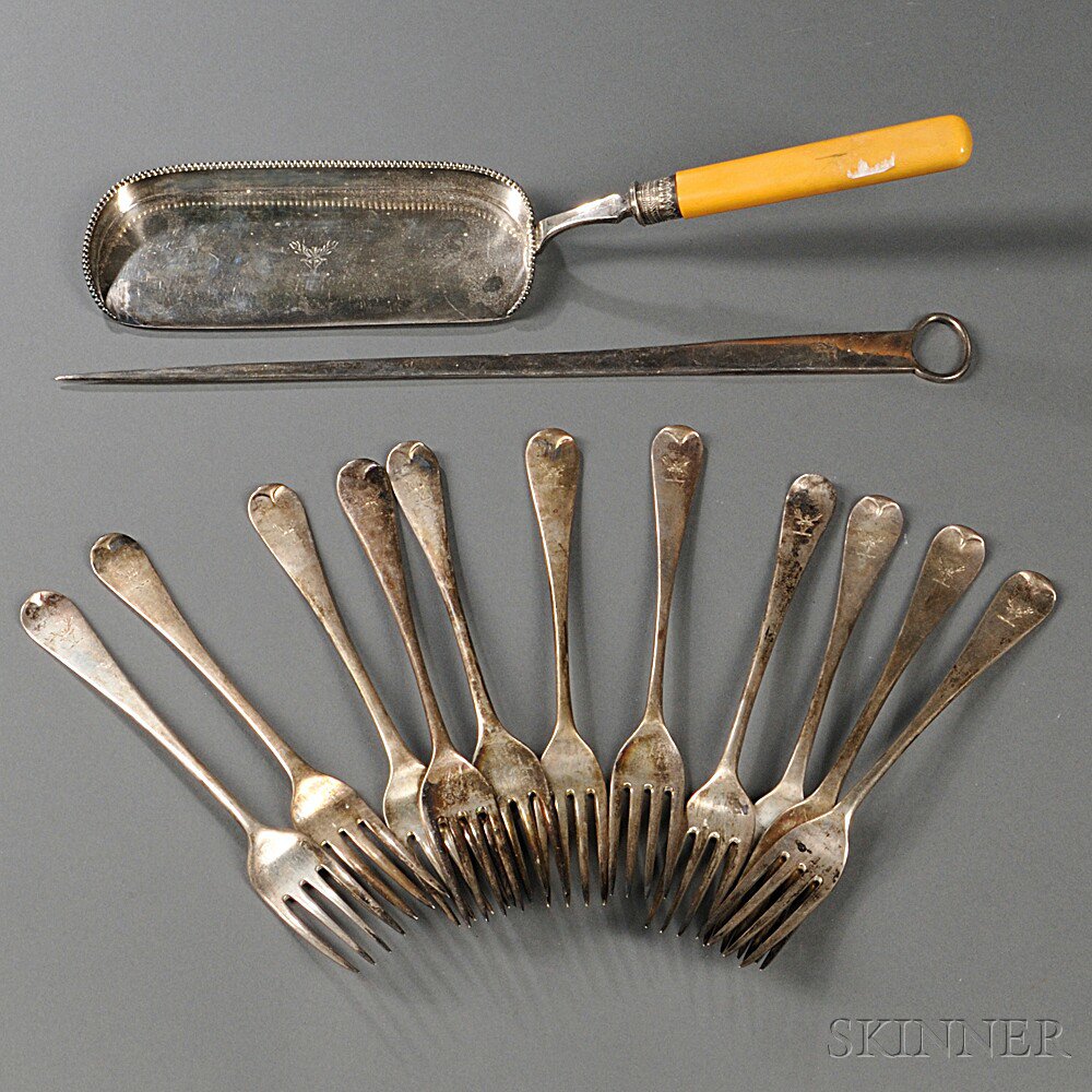 Appraisal: Thirteen Pieces of English Sterling Silver Flatware th century all