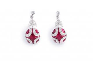 Appraisal: Ruby Diamond Drop Earrings Ruby diamond drop earrings Ruby weight