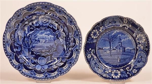 Appraisal: Two Historical Staff Blue Transfer Plates Two Historical Staffordshire Blue