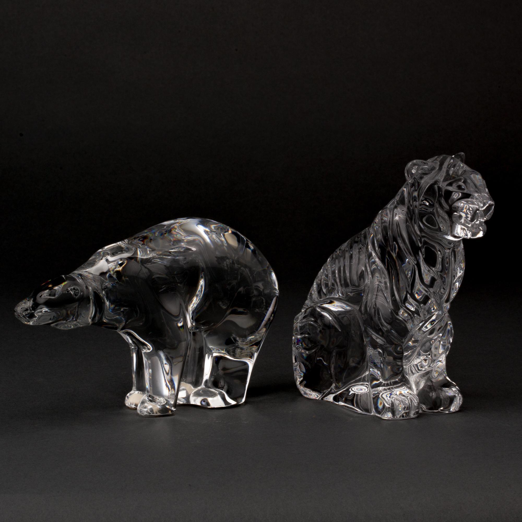 Appraisal: BACCARAT CRYSTAL TIGER AND POLAR BEAR A Baccarat crystal tiger