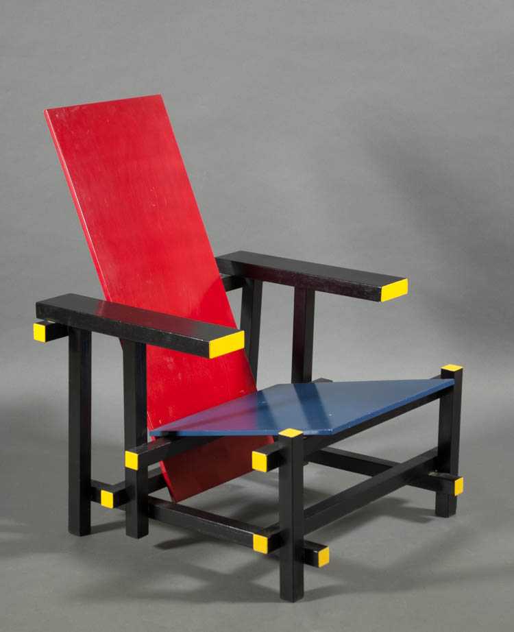 Appraisal: GERRIT RIETVELD DESIGN DUTCH - RED AND BLUE ARMCHAIR an