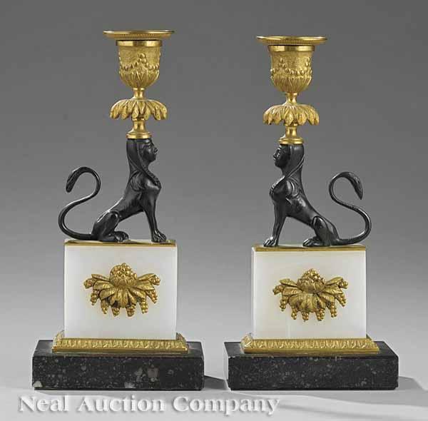 Appraisal: A Fine Pair of Regency Gilt and Patinated Bronze Figural