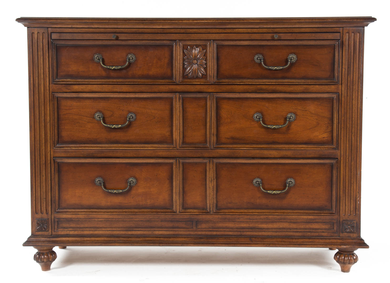 Appraisal: Continental style mahogany chest server brush slide with three drawers