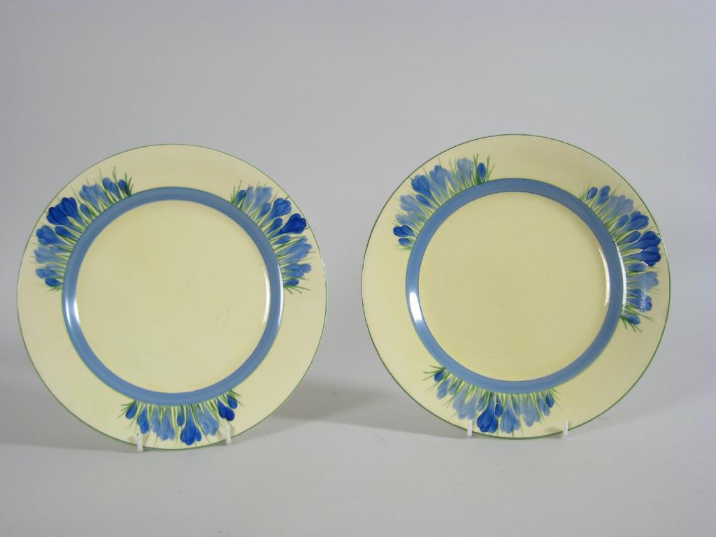 Appraisal: Pair of Clarice Cliff Plates blue crocus pattern in diam