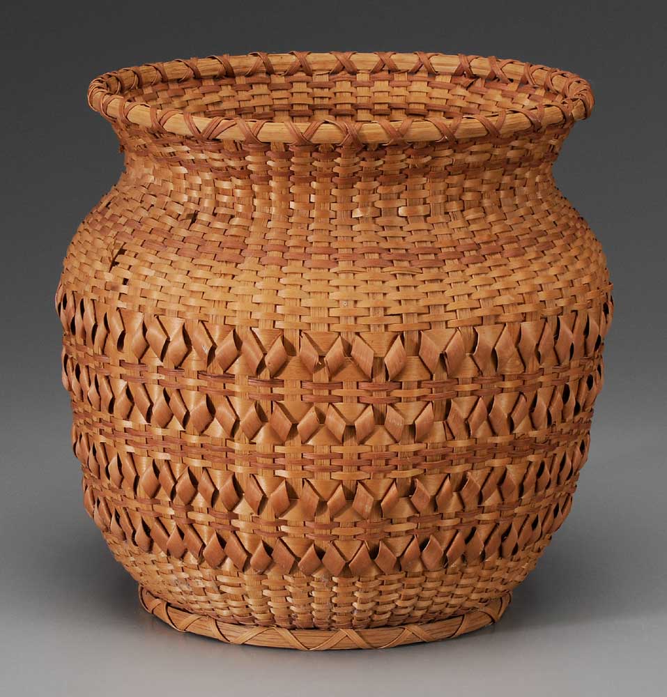 Appraisal: Cherokee Oak and Maple Split Basket probably s- s round