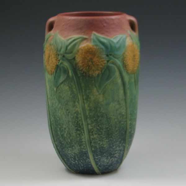 Appraisal: Roseville Sunflower Vase marked with Roseville Pottery black paper label