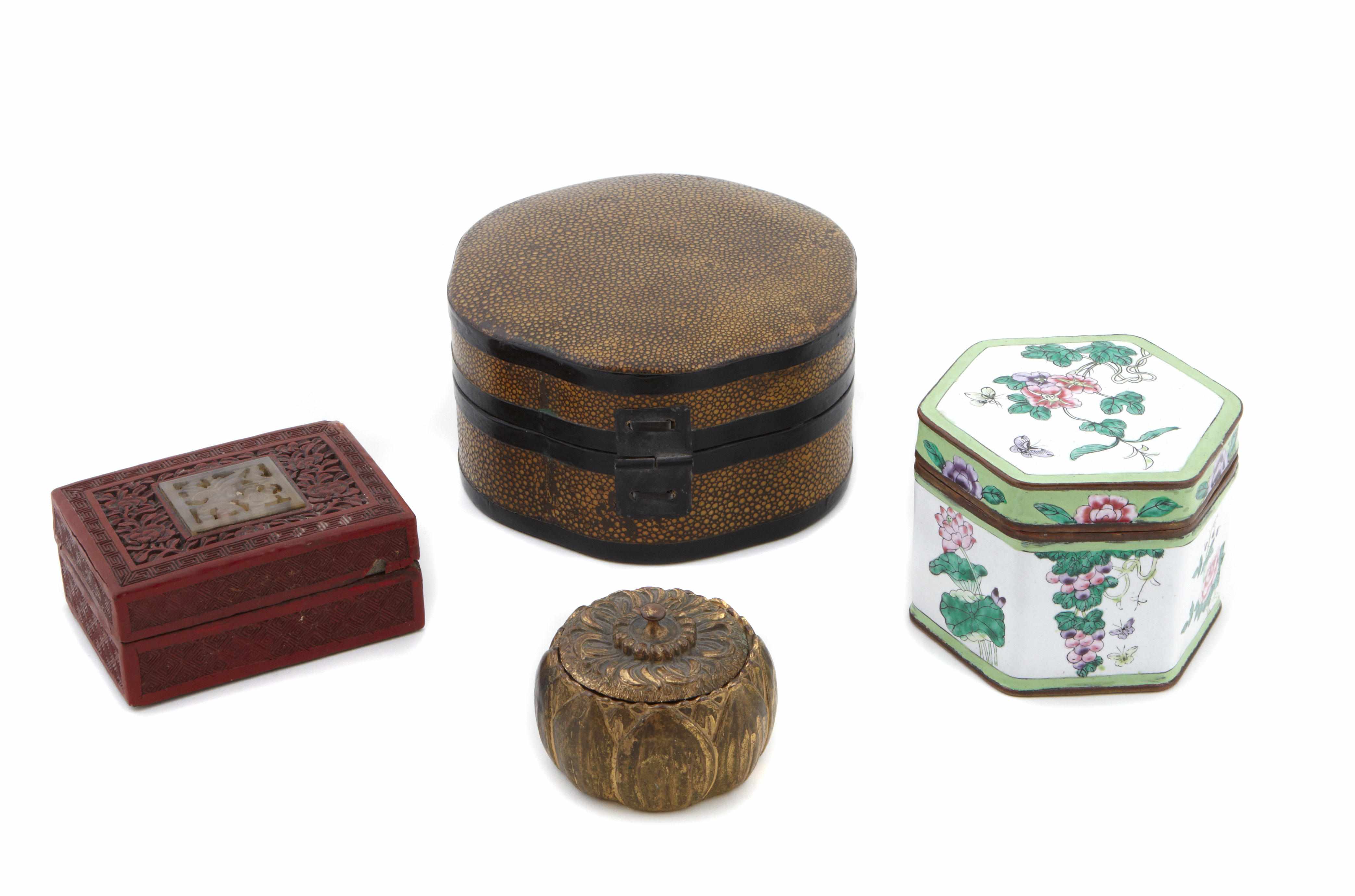 Appraisal: A group of Chinese decorative table boxes height of largest