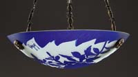 Appraisal: DEGUE CAMEO PLAFONNIER Acid-etched indigo butterfly and floral decoration on