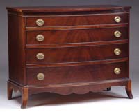 Appraisal: MAHOGANY FOUR DRAWER BOWFRONT CHEST AND MATCHING VANITY Mid th