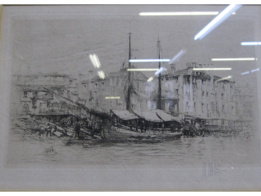 Appraisal: WILLIAM WALCOT R E Drypoint harbour scene signed in pencil