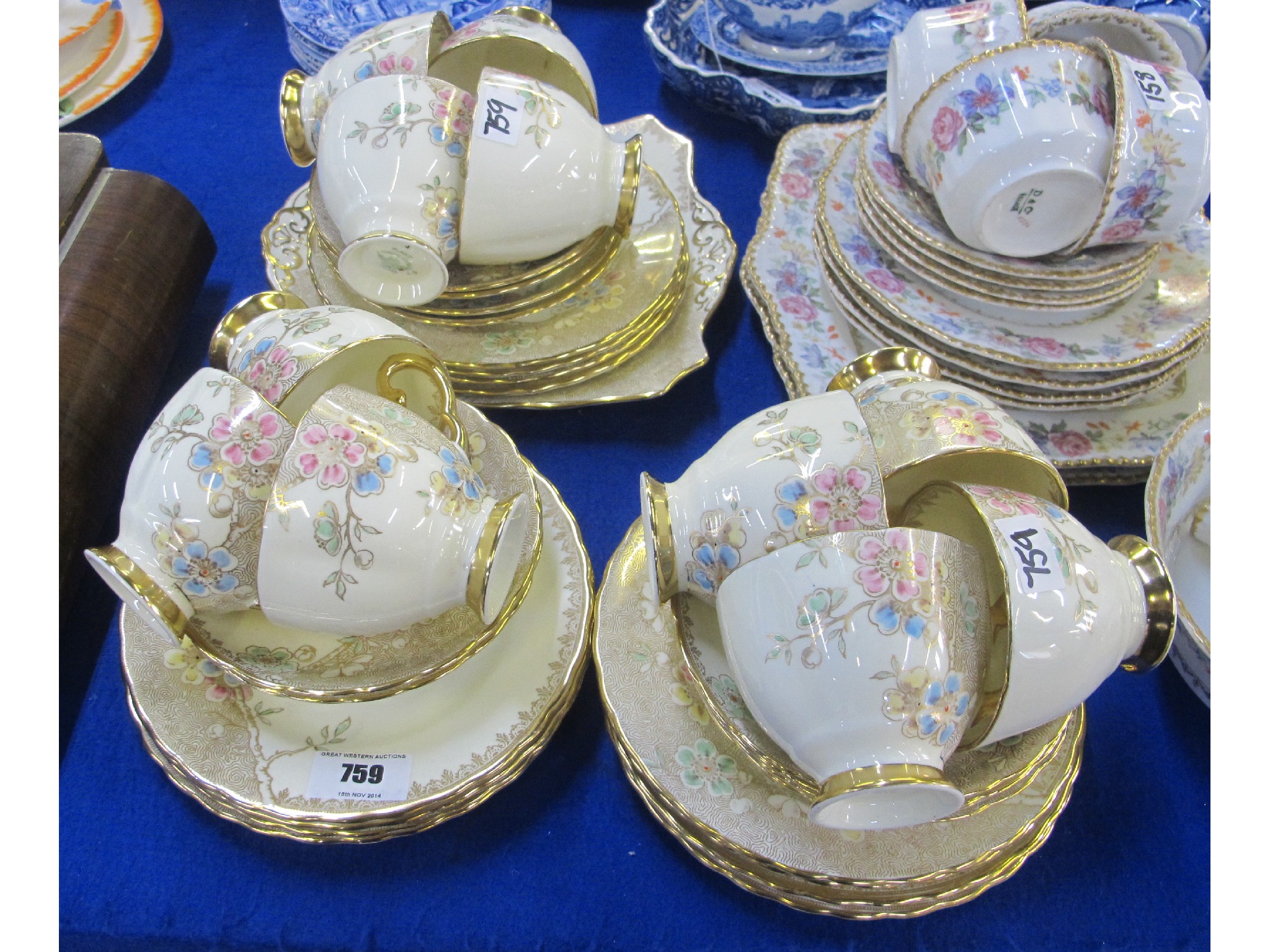 Appraisal: Plant Tuscan teaset with gilt decorated and floral design