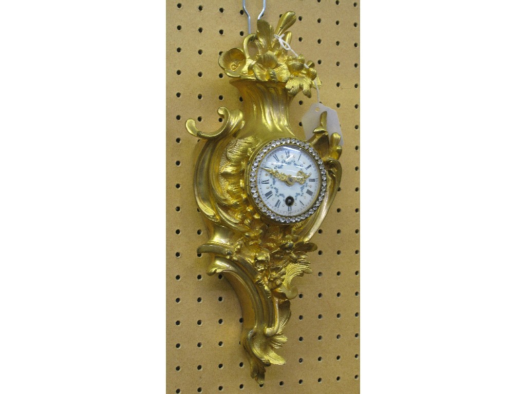 Appraisal: Rococo style gilt metal carter clock the enamel dial with