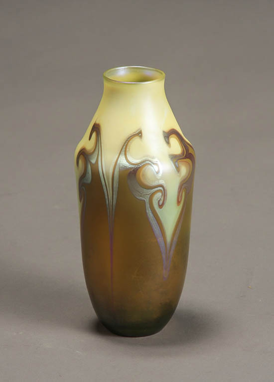 Appraisal: Tiffany Marbleized Amber and Yellow Favrile Glass Vase Circa -