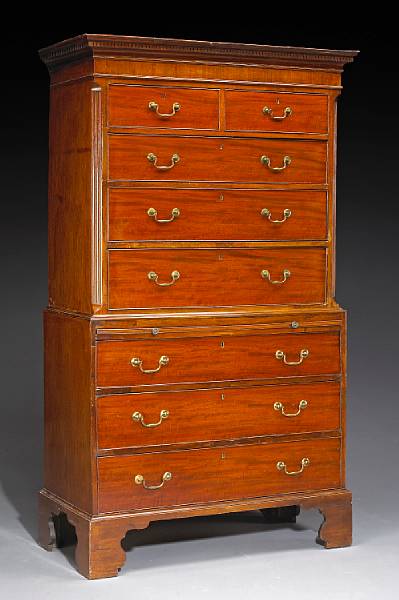 Appraisal: A George III mahogany chest on chest late th century