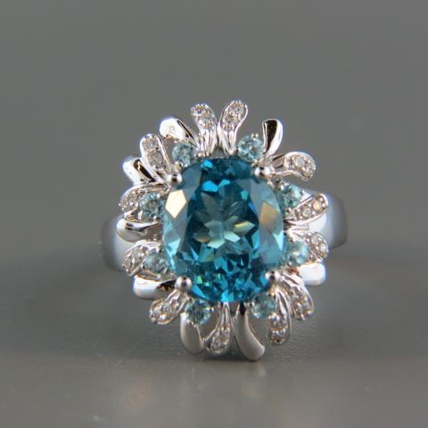 Appraisal: Blue Tourmaline Diamond Ring Sonja B rich blue green oval