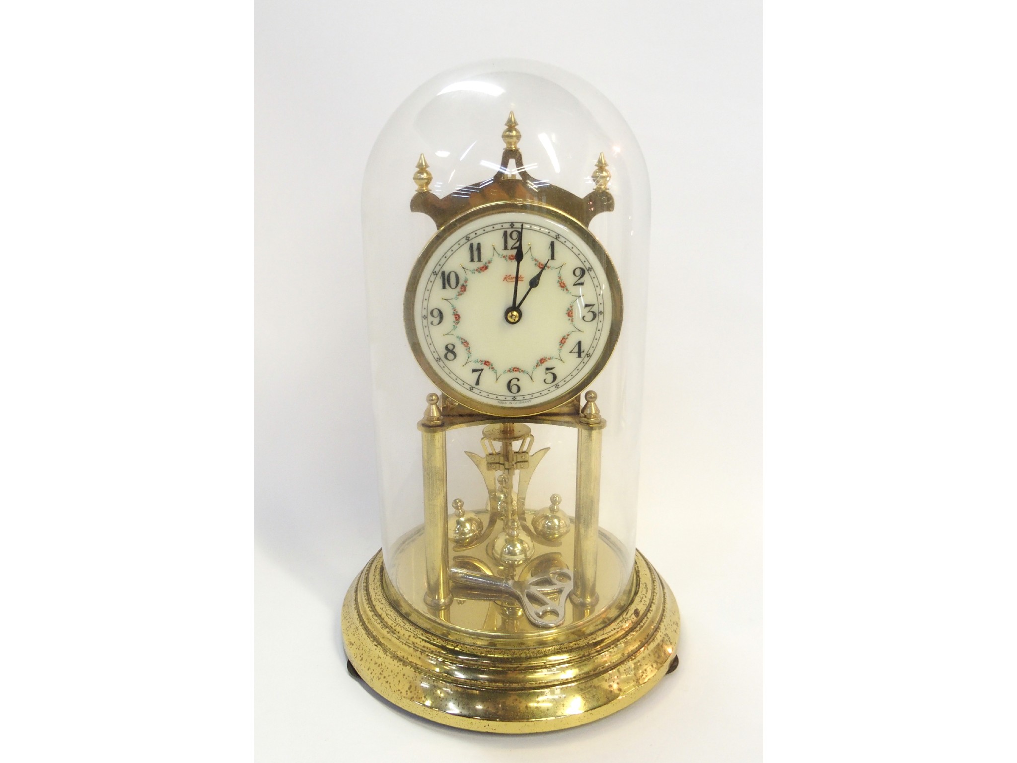 Appraisal: Brass mantle clock with glass dome marked Kundo