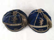 Appraisal: Two Harrow schoolboy's velvet caps silver tassels and embroidered dates