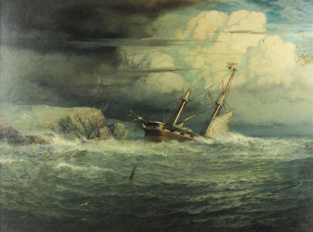 Appraisal: JAMES GALE TYLER AMERICAN - SHIPWRECK Oil on canvas x