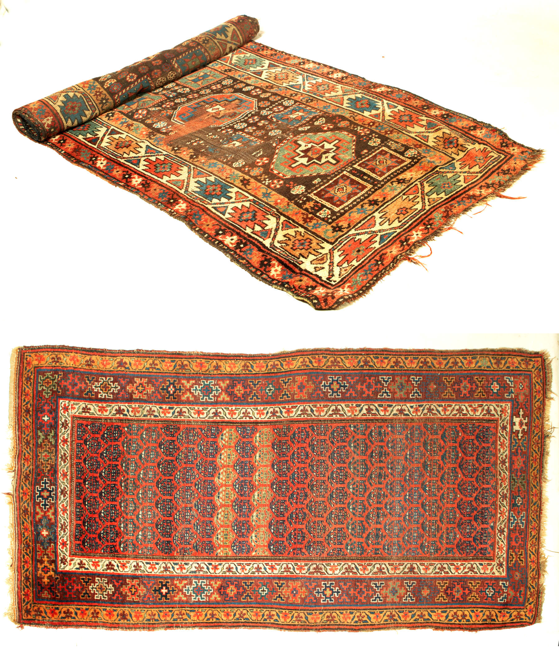 Appraisal: TWO ORIENTAL RUGS First quarter th century Kurdish Red and