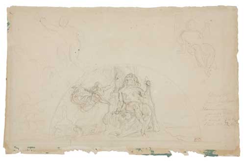 Appraisal: EUG NE DELACROIX Etudes d'Hercule Pencil on cream laid paper