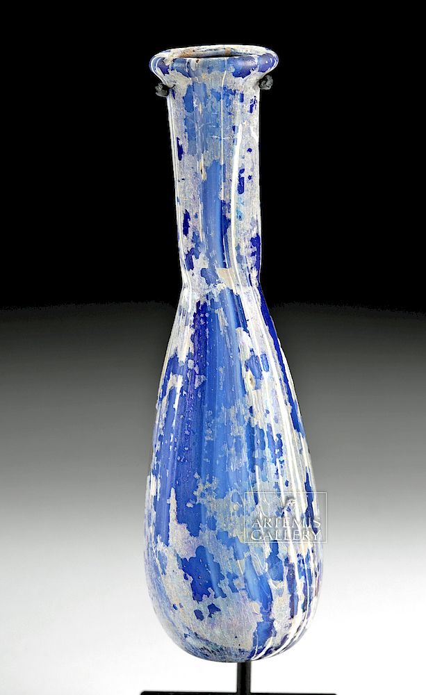 Appraisal: Roman Blue Marbled Glass Unguent Originally Listed At Roman Imperial